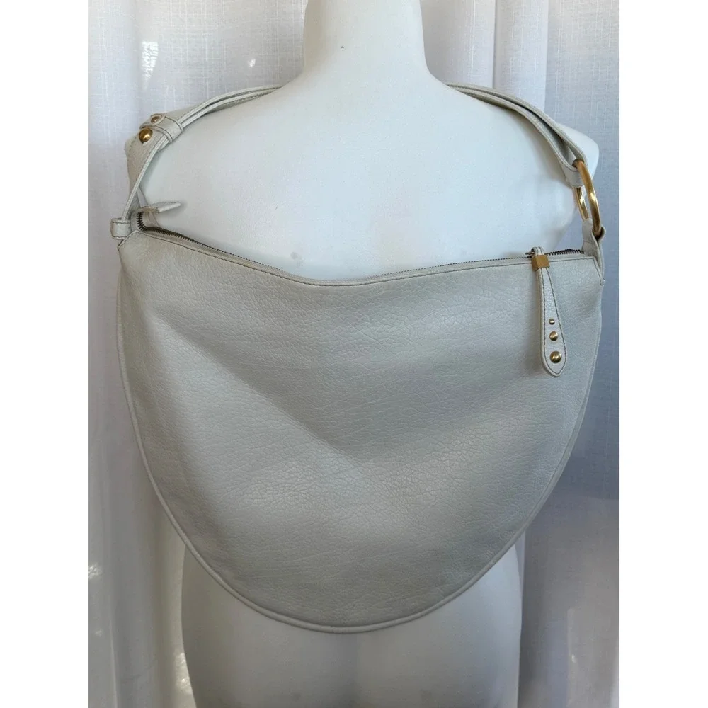 Maxx‎ New York pebbled leather hobo bag white gold coin studs boho western
